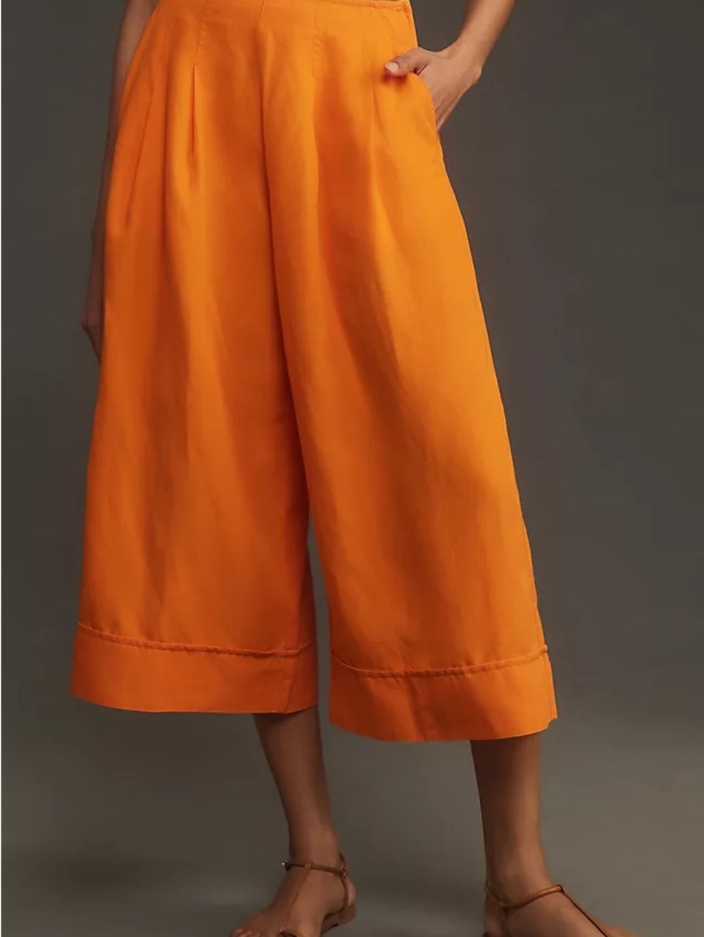 Maeve Orange Cropped Wide-Leg Pants